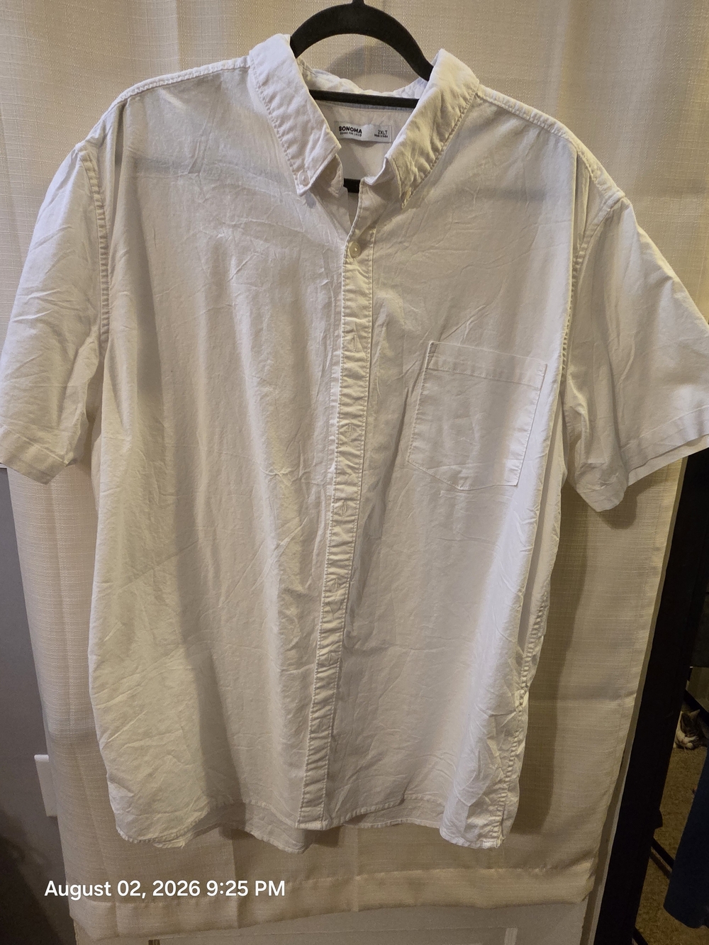 Sonoma White Short-Sleeve Casual Button-Down Shirt
